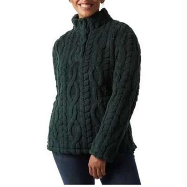 32 Degrees Heat Women’s Cable Knit Pullover Sweater, Green, M/M