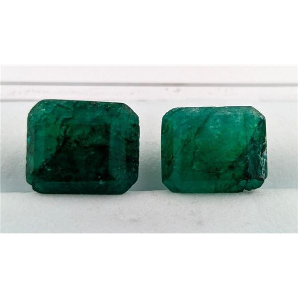 6.54 ct Certified Zambian Emerald gemstone Pair ($8,150 Appraisal)