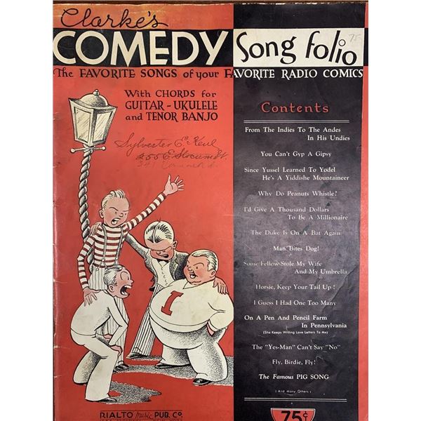Comedy Song folio unsigned sheet music