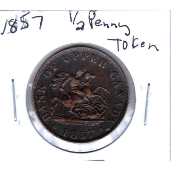 1857 , Canada 1/2 Penny Token