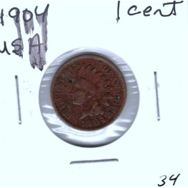 1904 USA 1 Cent Indian Head