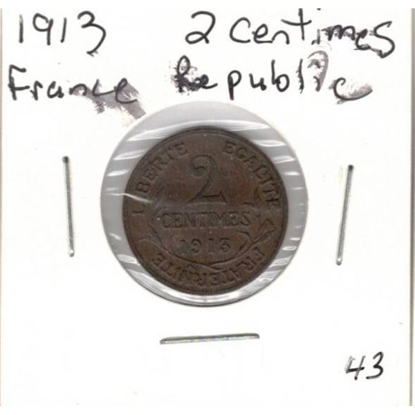1913 France Republic 2 Centimes