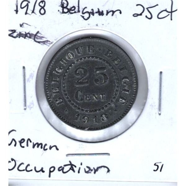 1918 Belgium 25 Cents