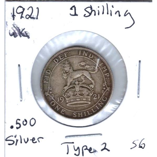1921 UK 1 Shilling Type 2