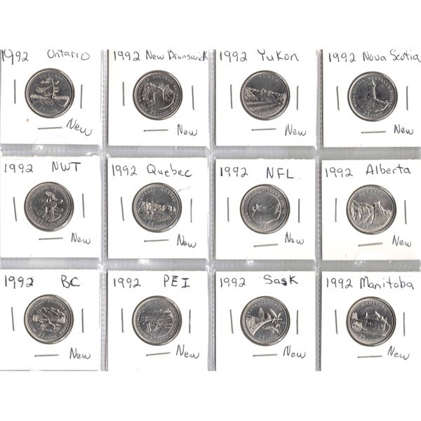1992 Provinces,  Complete set of 12 coins , New