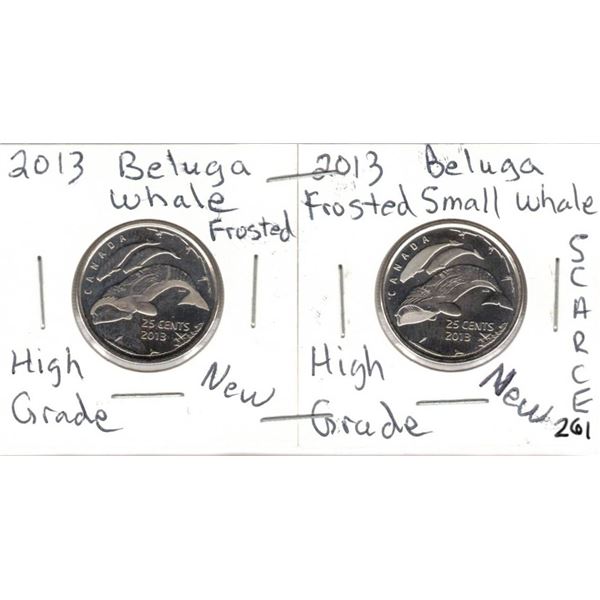 2013 Beluga Whale,  TWO Uncirculated  Beluga Frosted ,  Beluga and Small Whales Frosted