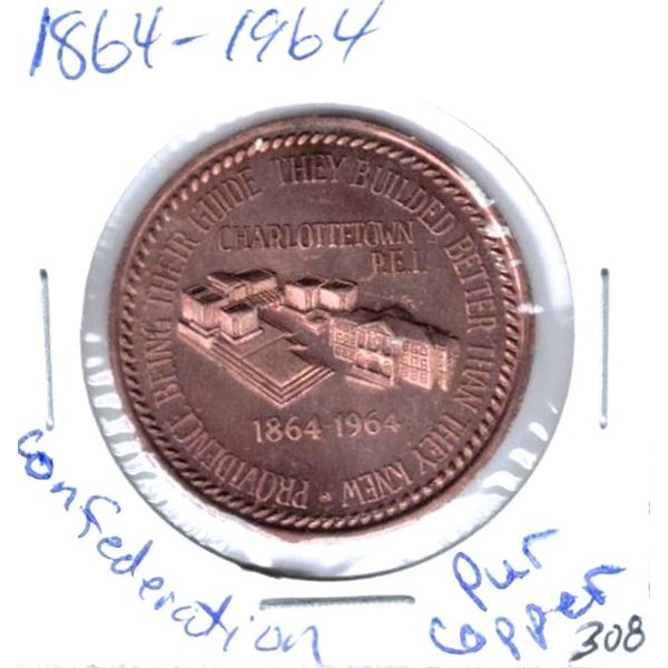 1864 - 1964 Canada Confederation Token , Copper