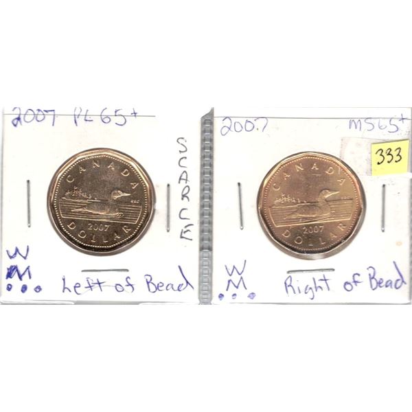 2007 PL65+ Mint Mark Left Side and MS65+ Right Side