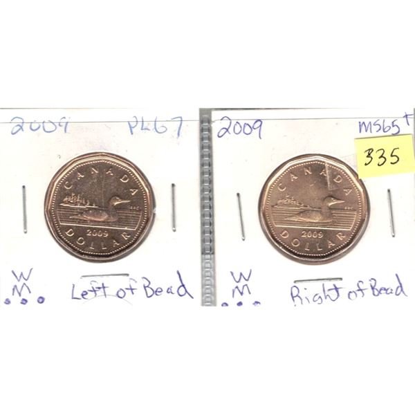 2009 PL67 Left of Beads , MS65+ Right of Beads