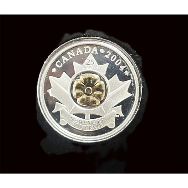 2004 annual report  with 2004 Royal Canadian Annual Report Gold Plated Silver Poppy coin SCARCE