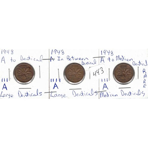 1948 Three Varieties of A denticals