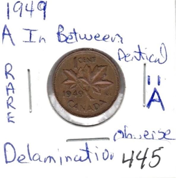 1949 A In between Dentical delamination of obverse