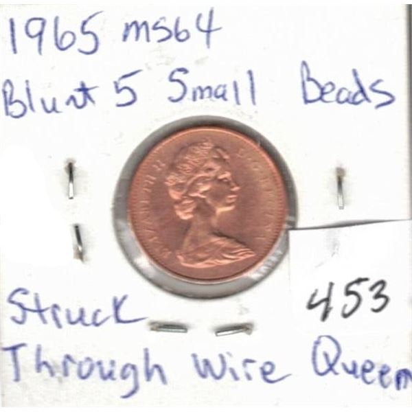 1965 Blunt SB MS64, struck through wire(queen's head)