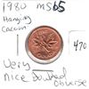 Image 1 : 1980 MS65 Hanging Cacoon, Very Nice Doubled Obverse