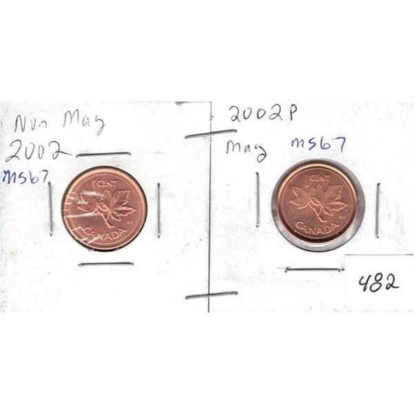 2002 MS67 No Mag, 2002P MS67 Magnetic