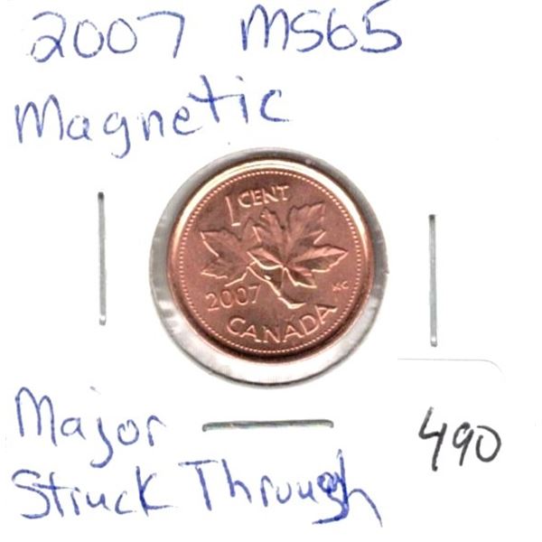 2007 MS65 Magnetic, major struck through obverse