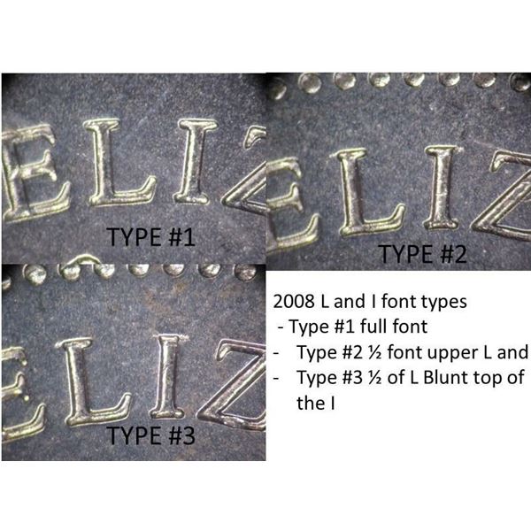 2008 MS66 THREE Varieties of the I in Elizabeth