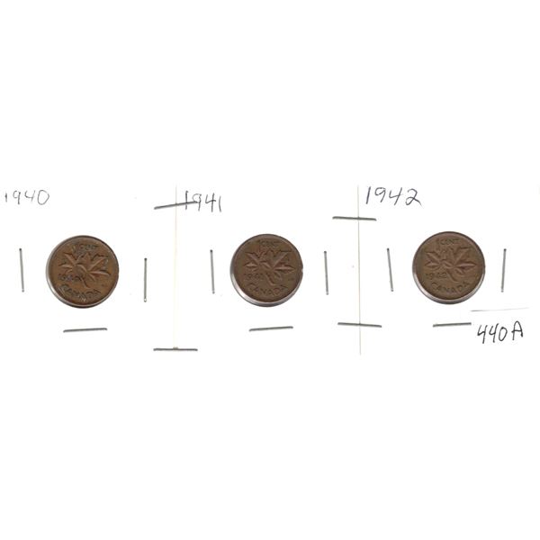 1940, 1941, 1942 One Cent