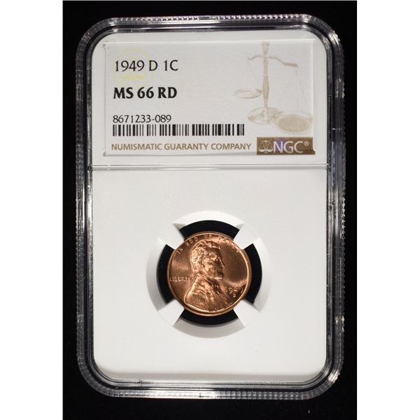 1949-D LINCOLN CENT NGC MS-66 RD