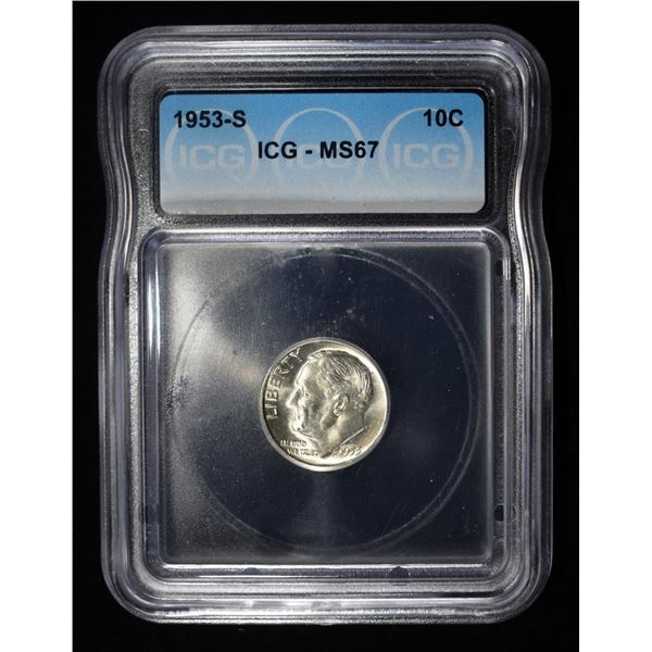 1953-S ROOSEVELT DIME ICG MS67