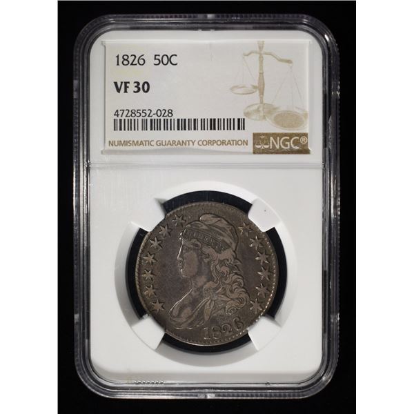 1826 BUST HALF DOLLAR NGC VF-30