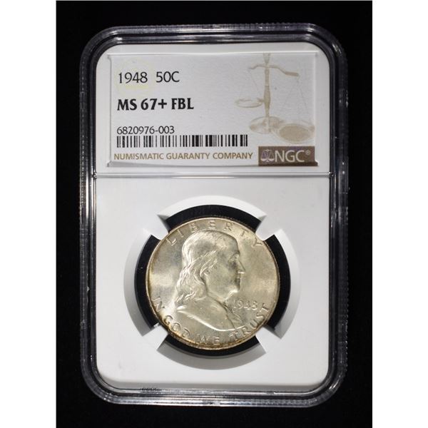 1948 FRANKLIN HALF DOLLAR NGC MS 67+ FBL