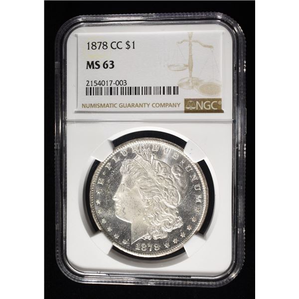1878-CC MORGAN DOLLAR NGC MS-63 LOOKS PL