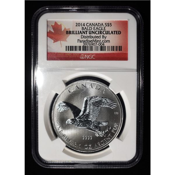 2014 BALD EAGLE 1 OZ 0.999 SILVER ROUND NGC
