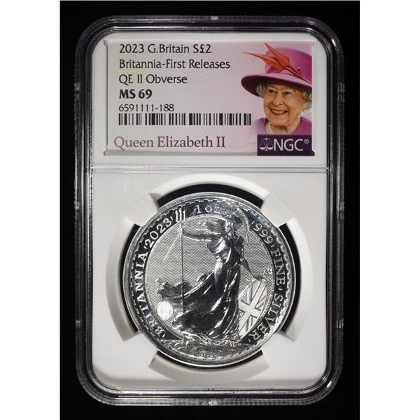 2023 BRITANNIA 1 OZ 0.999 SILVER ROUND NGC MS69