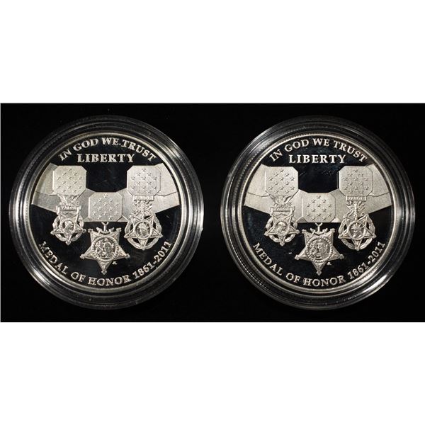 (2) 2011-P 90% SILVER $1 MEDAL OF HONOR PR COMMEMS