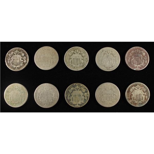 (10) SHIELD NICKELS