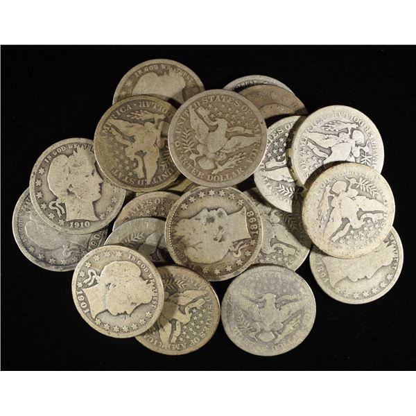 (20) 90% SILVER BARBER QUARTER