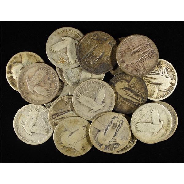(20) 90% SILVER STANDING LIBERTY QUARTERS