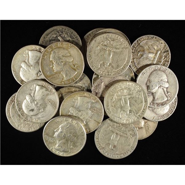 (20) 90% SILVER WASHINGTON QUARTERS