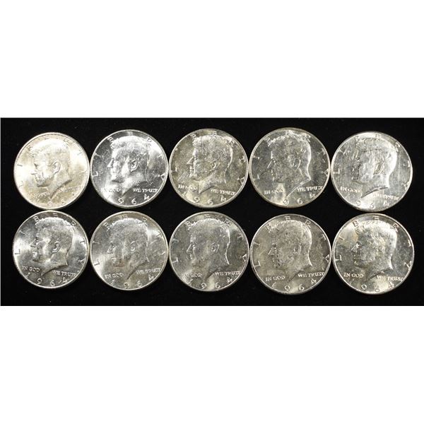 (10) 90% SILVER KENNEDY HALF DOLLAR