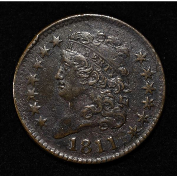 1811 HALF CENT VF/XF