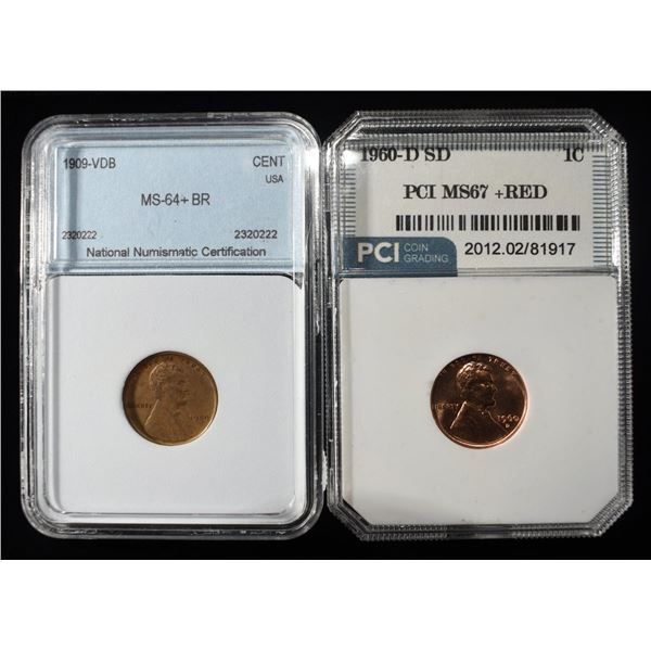(2) GRADED LINCOLN CENTS