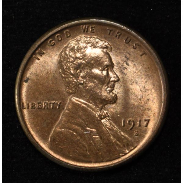 1917-S LINCOLN CENT CH/GEM BU RB