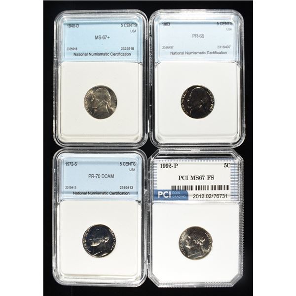 (4) GRADED JEFFERSON NICKELS