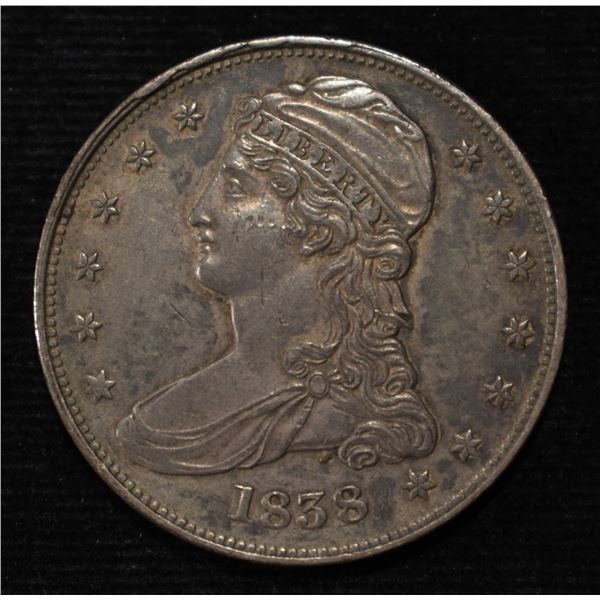 1838 CAPPED BUST HALF DOLLAR LOVELY ORIG AU/UNC