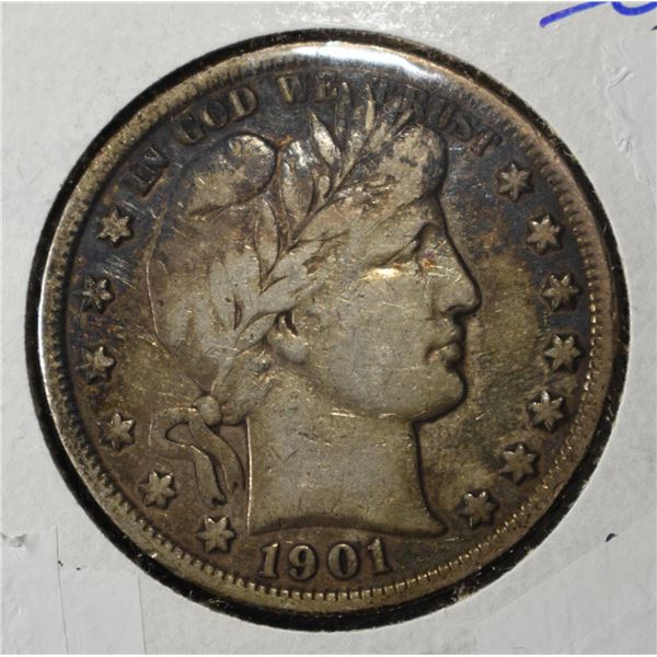 1901 BARBER HALF DOLLAR VF/XF