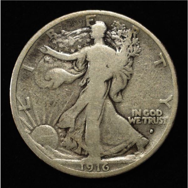 1916-D WALKING LIBERTY HALF DOLLAR VG