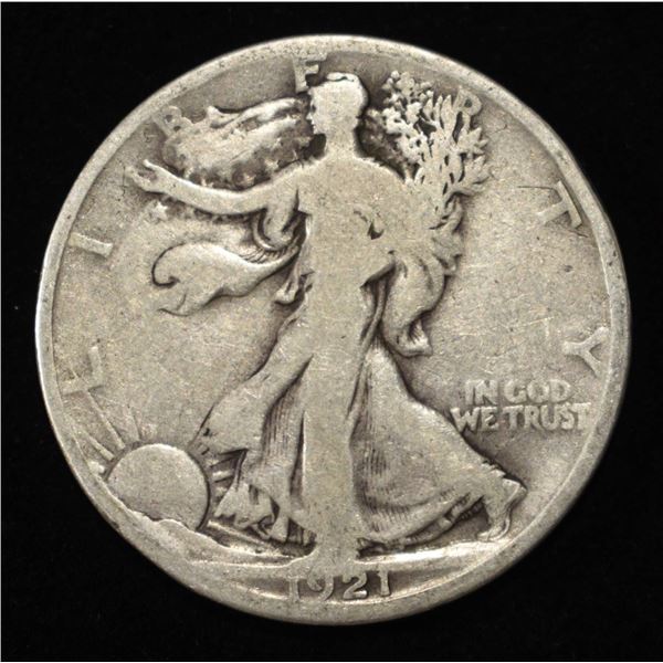 1921-D WALKING LIBERTY HALF DOLLAR VG