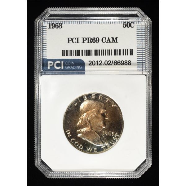 1963 FRANKLIN HALF PCI SUPERB GEM+ PROOF CAM