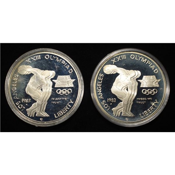 (2) 1983-S $1 OLYMPIAD DISCUS THROWER PR COMMEM