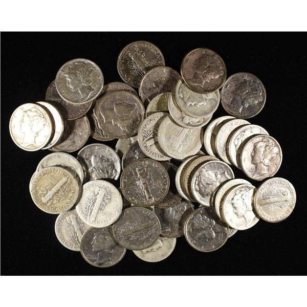 (50) 90% SILVER MERCURY DIMES