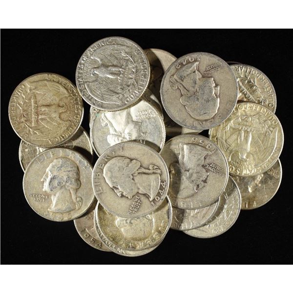(20) 90% SILVER WASHINGTON QUARTERS