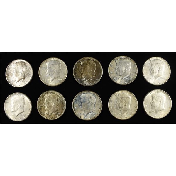 (10) 90% SILVER KENNEDY HALF DOLLARS