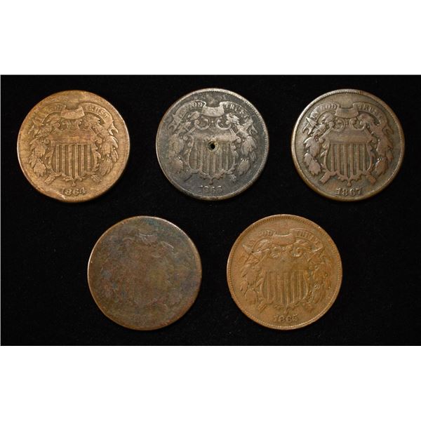 (5) 2-CENT PIECES