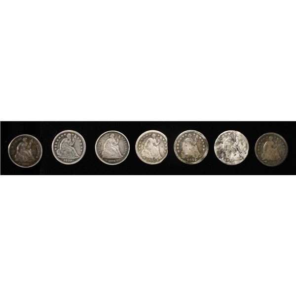 (7) SEATED HALF DIMES